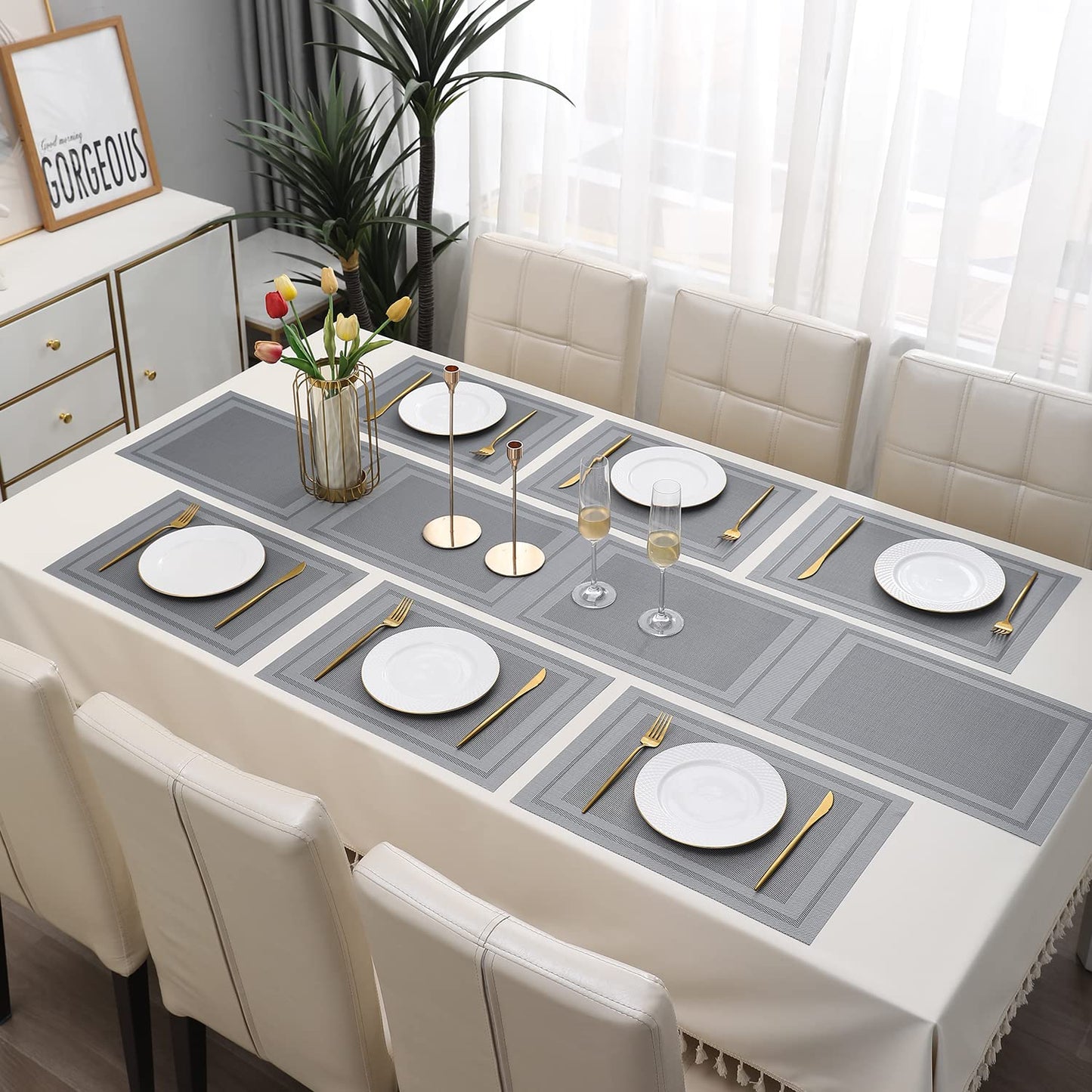 PVC Dining Table Mats, Grey