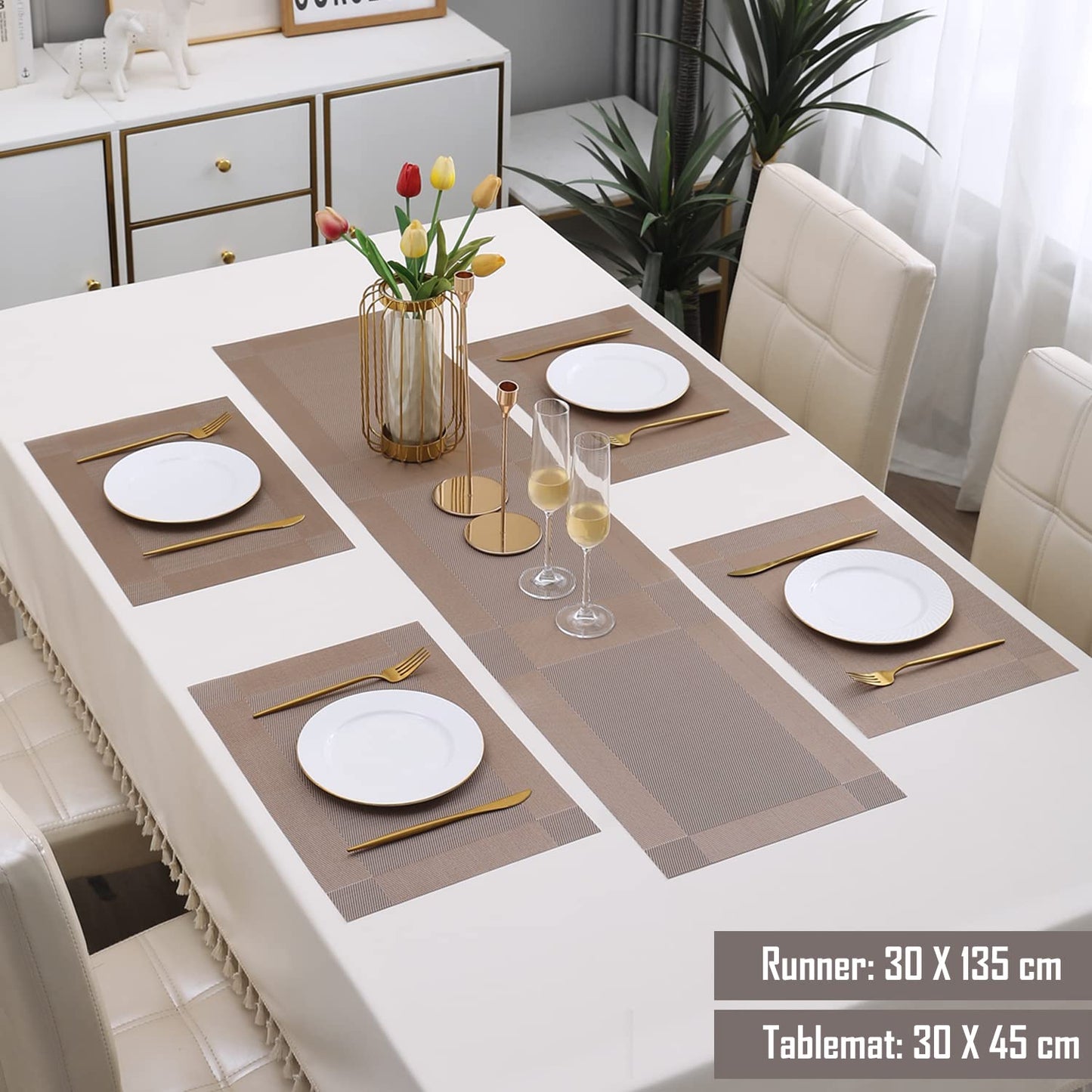 PVC Dining Table Mats, Copper Brown