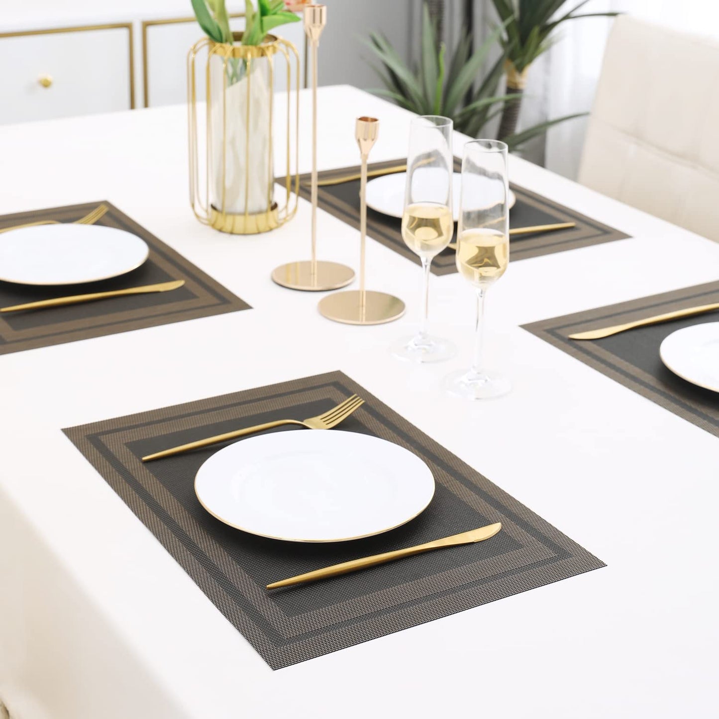 PVC Dining Table Mats, Charcoal Black