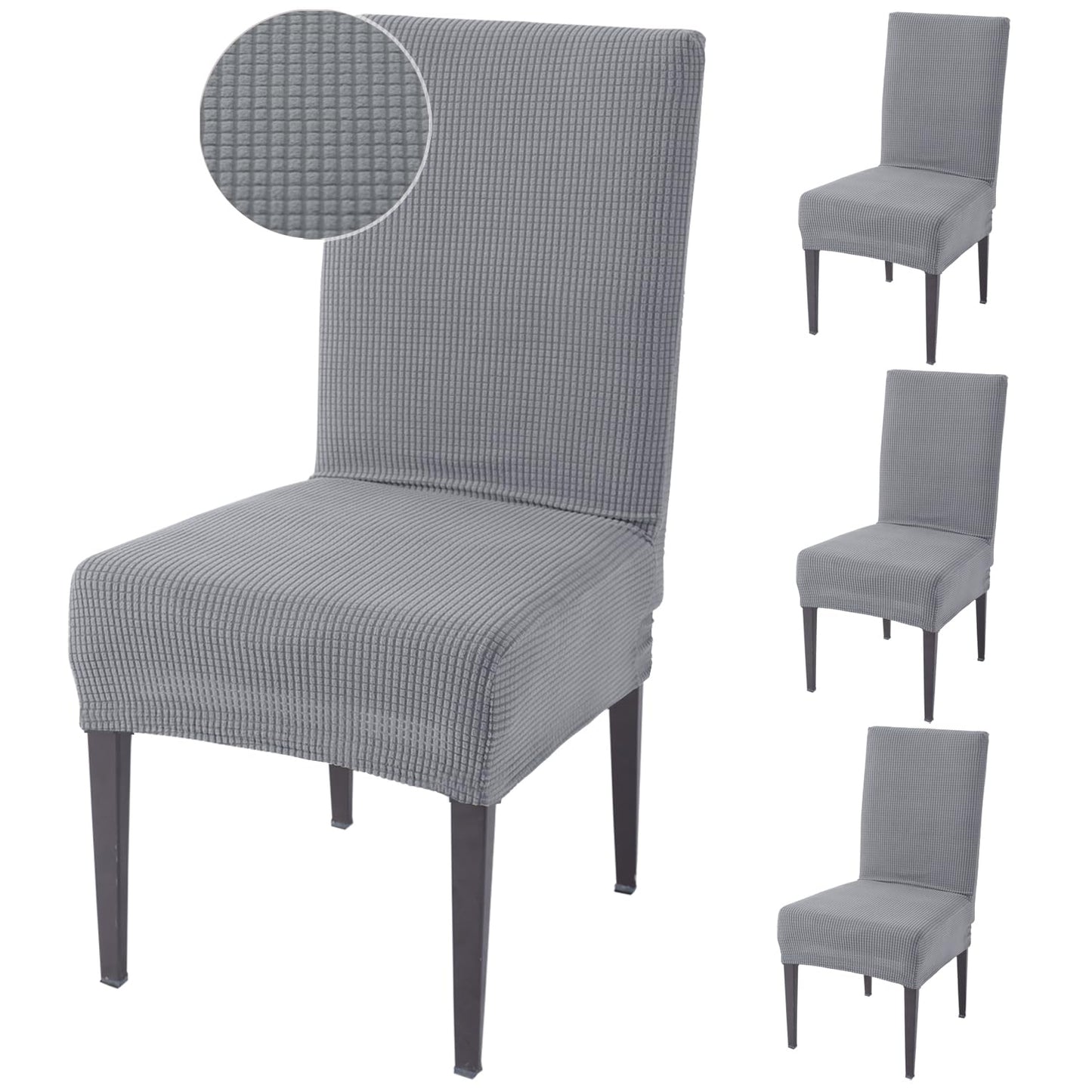 200 GSM Jacquard Set of 1/2/4/6 Dining Chair Cover, Light Grey