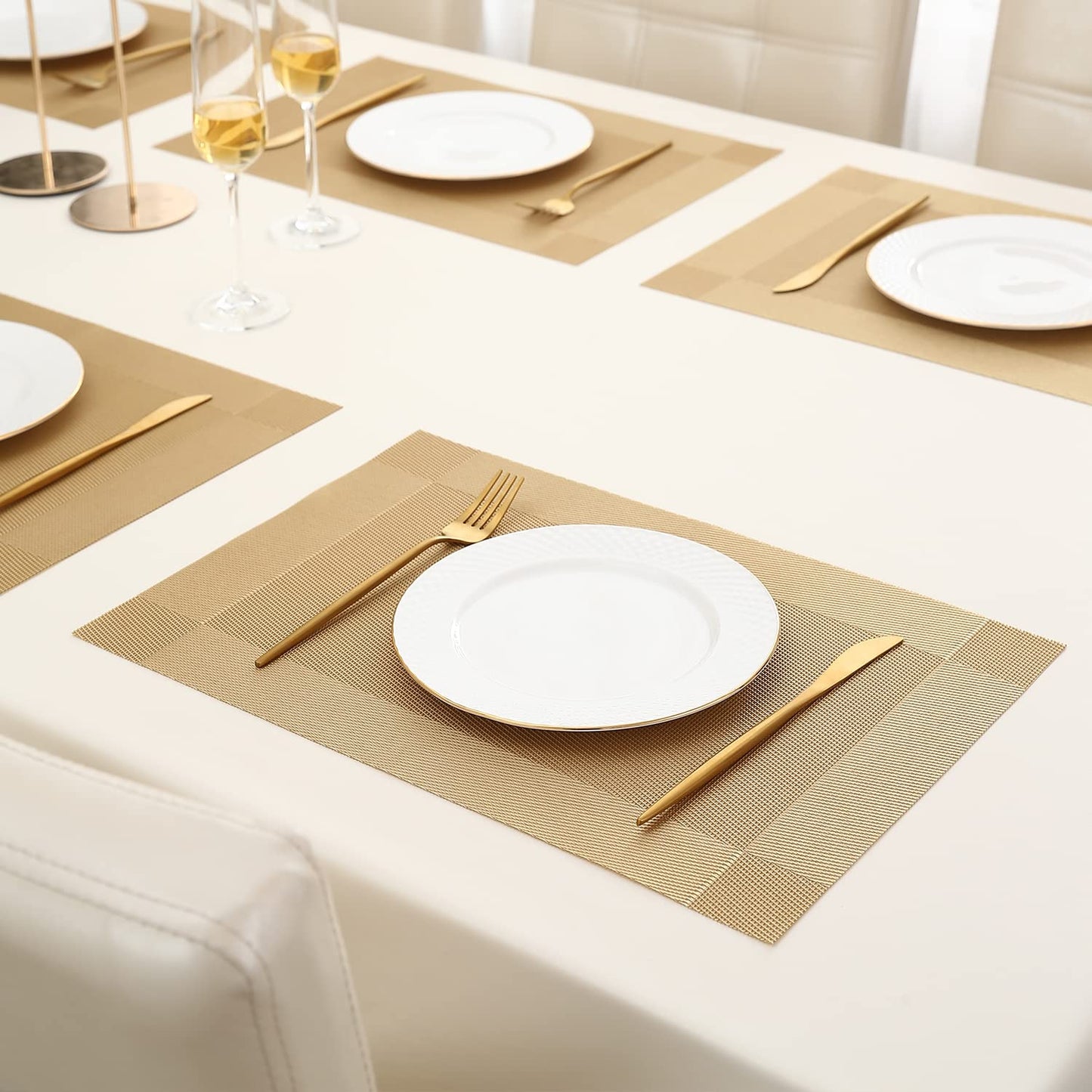 PVC Dining Table Mats, Gold