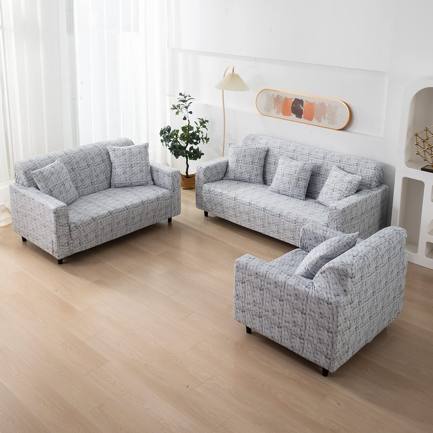 abstract grey lines 16 by 16 zippered square sofa cushion covers Set of 2