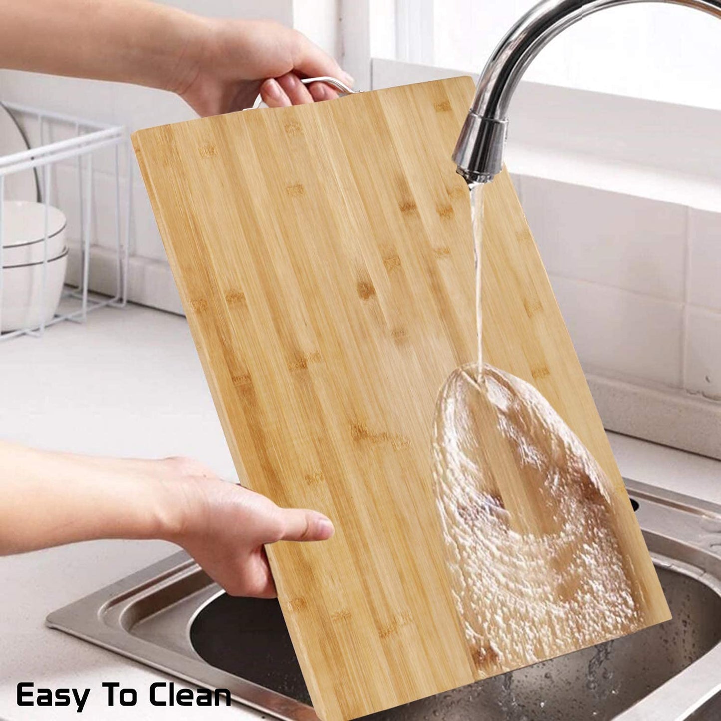 Natural Bamboo Wood Jumbo Cutting Board for Kitchen, 57x37 cm, Brown, Rectangle