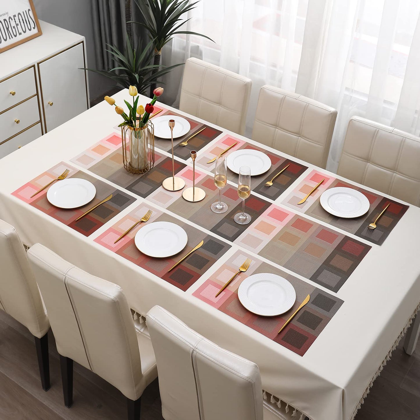 PVC Dining Table Mats, Gradient Red