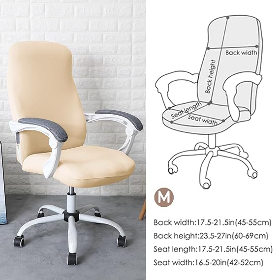 HOKIPO 140gsm Stretchable Office Chair Cover, Beige - Medium / Large
