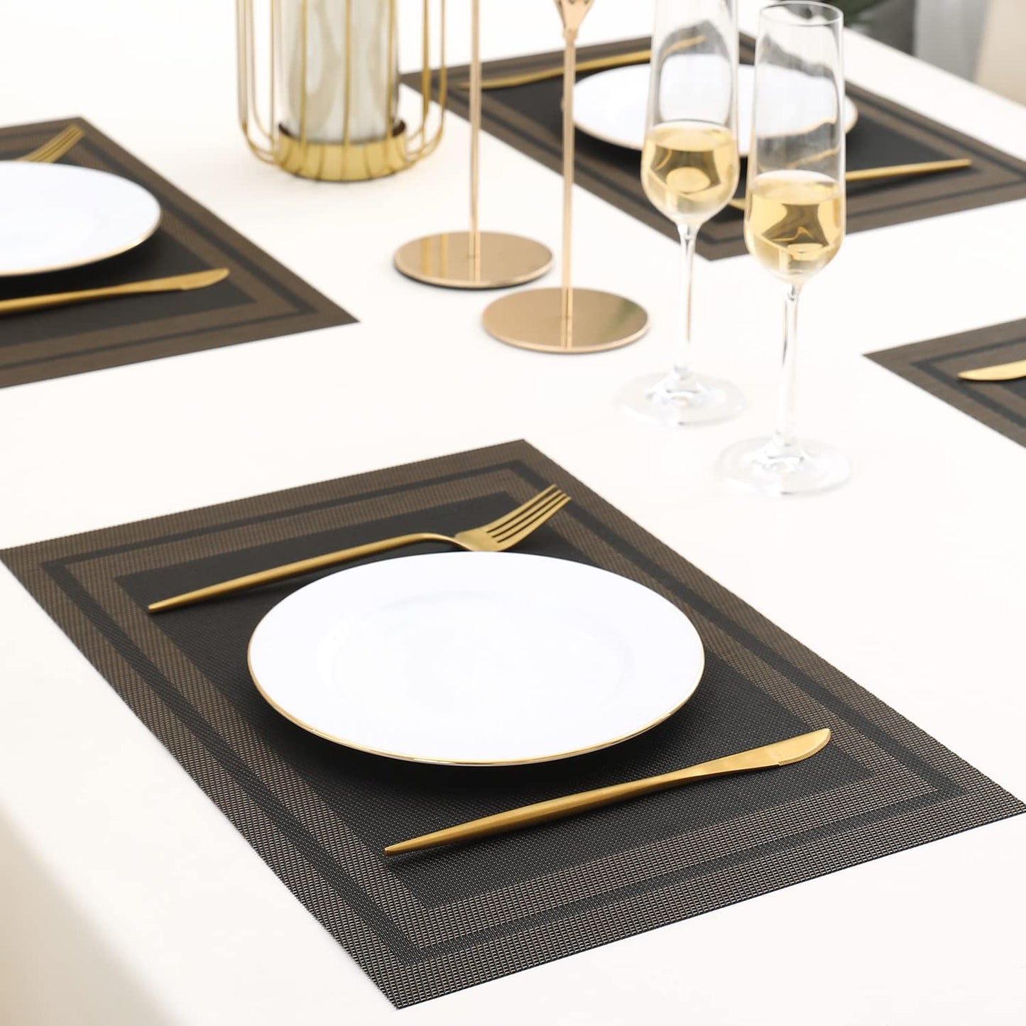 PVC Dining Table Mats, Charcoal Black