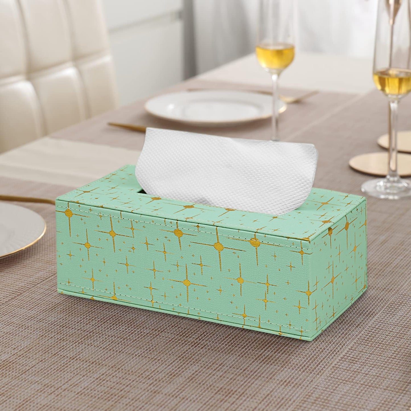 Faux Leather Large Tissue Paper Holder, Turquoise
