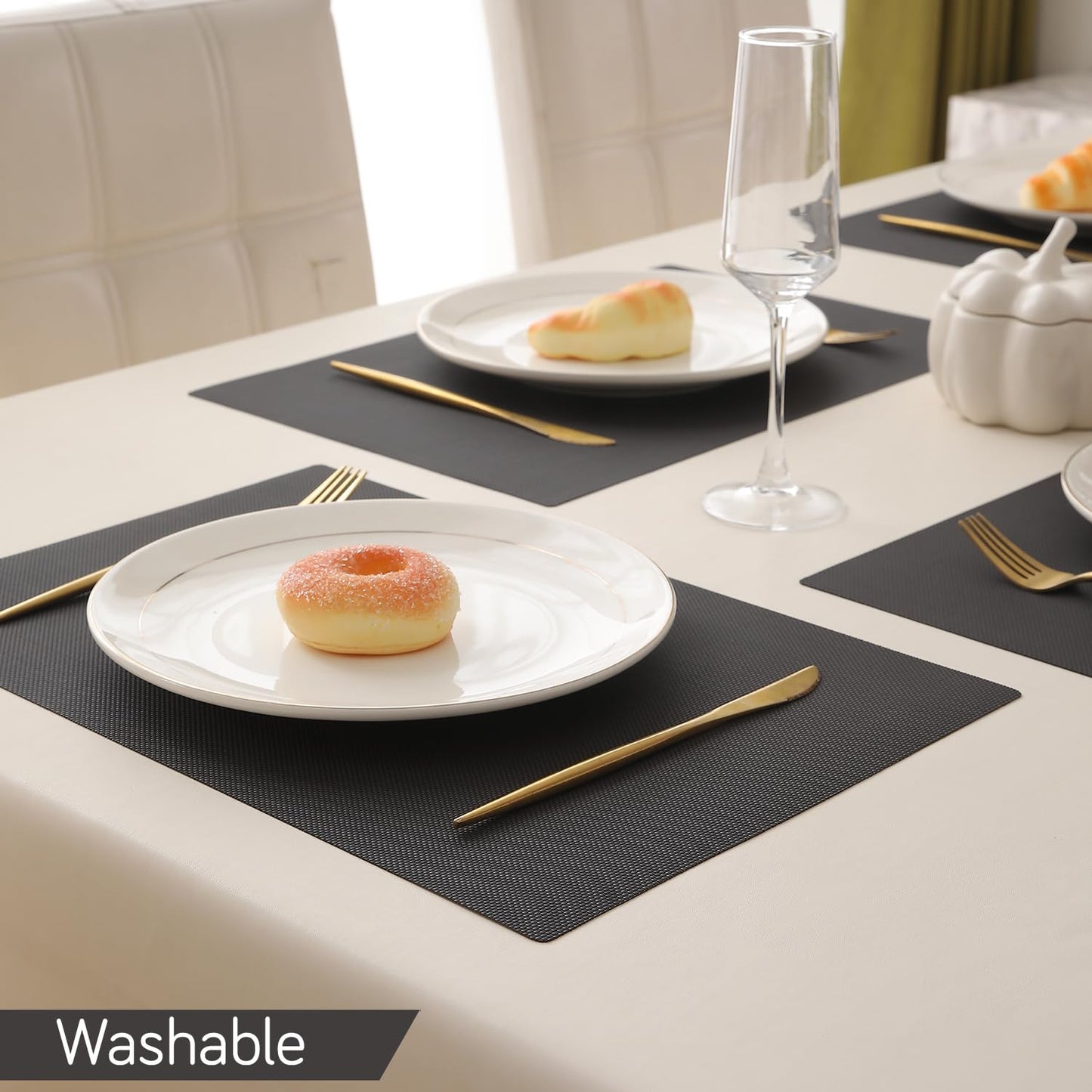 PP Waterproof Dining Table Mat, Chocolate Brown
