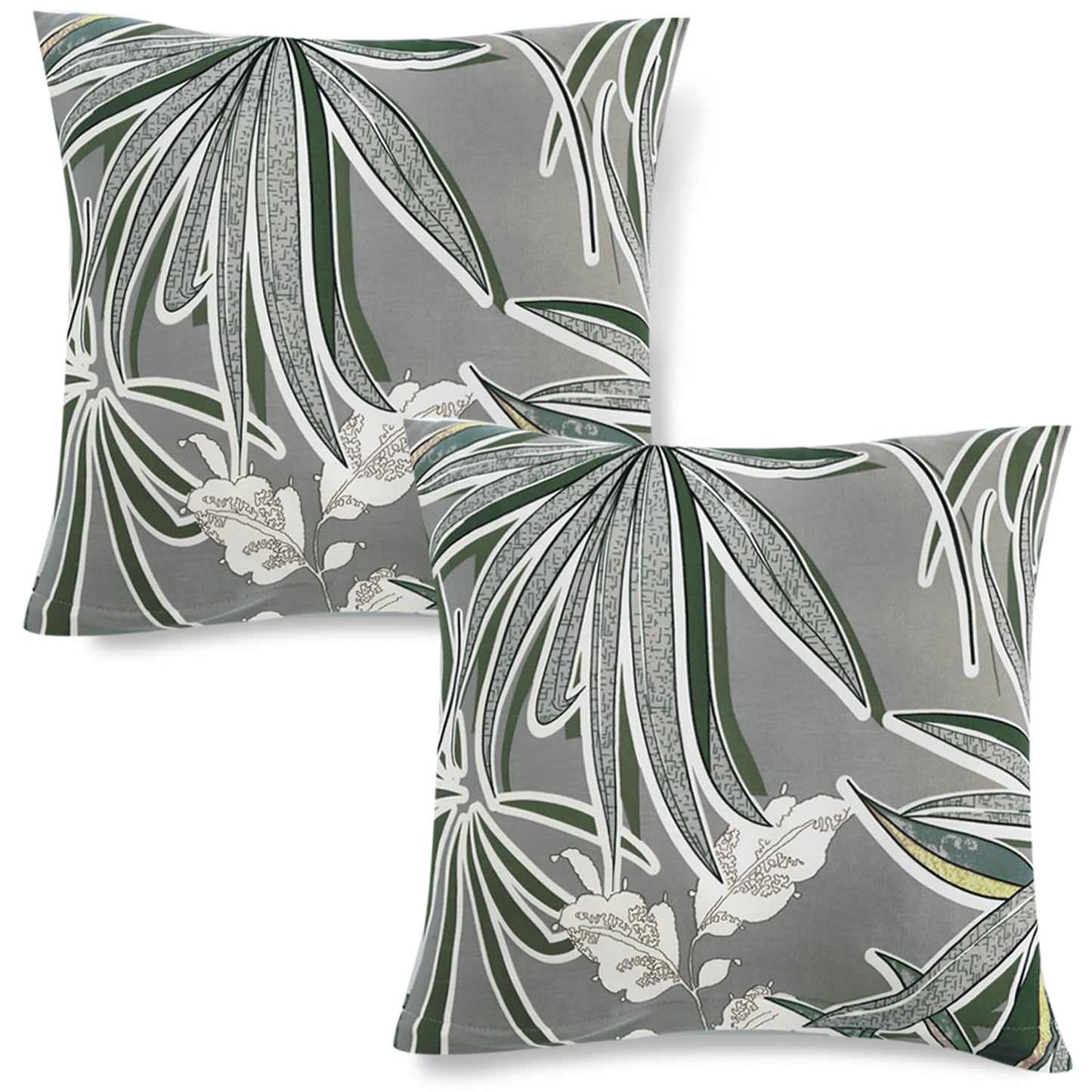 Stretchable Pack of 2 Cushion Cover 16x16, Frost Grey Marginata