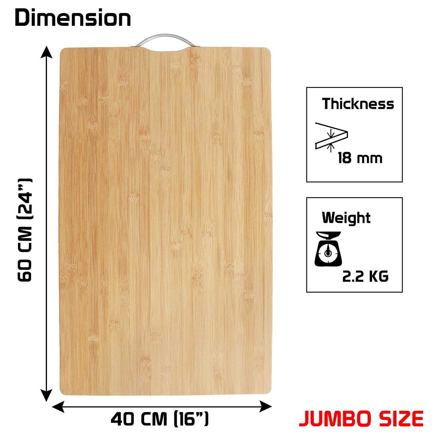 Bamboo Wood Jumbo Chopping Cutting Board for Kitchen - Beige