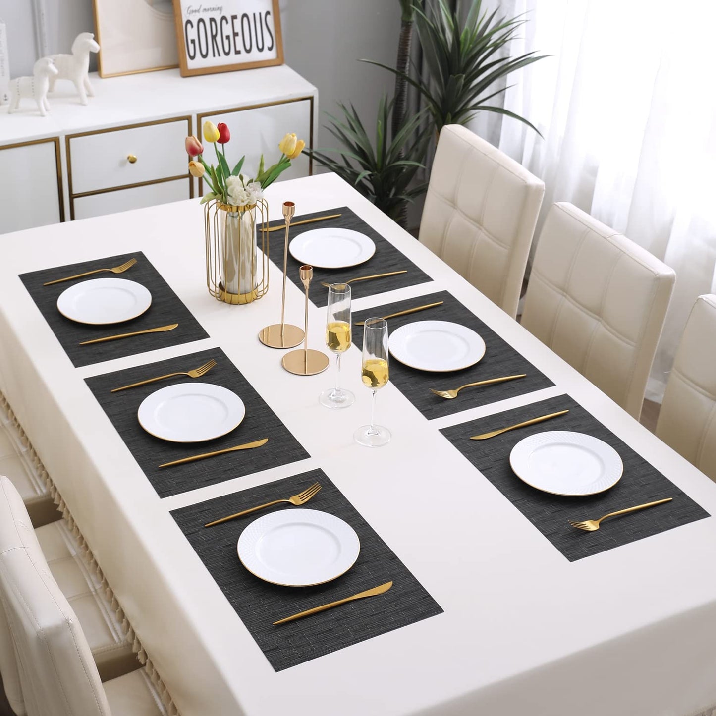 PVC Dining Table Mats, Black