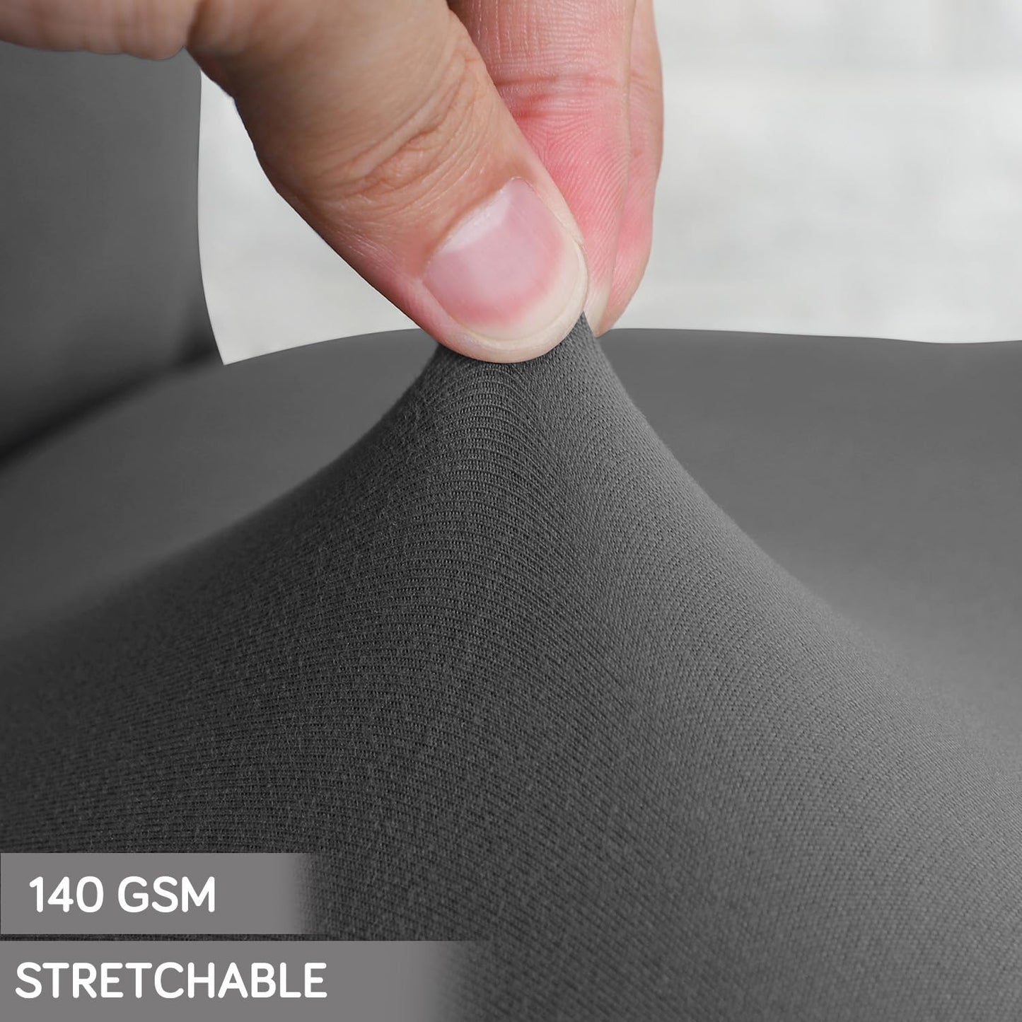HOKIPO 140gsm Stretchable Office Chair Cover, Grey - Medium / Large