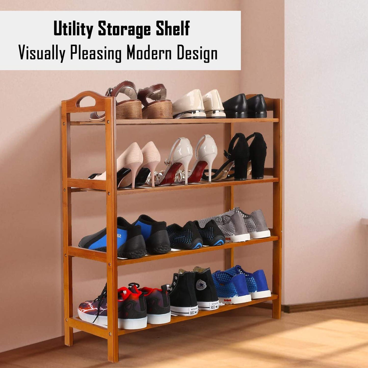 Bamboo 3/4/5 Tier Shoe Racks Slipper Stand Chappal Storage Organizer Utility Racks