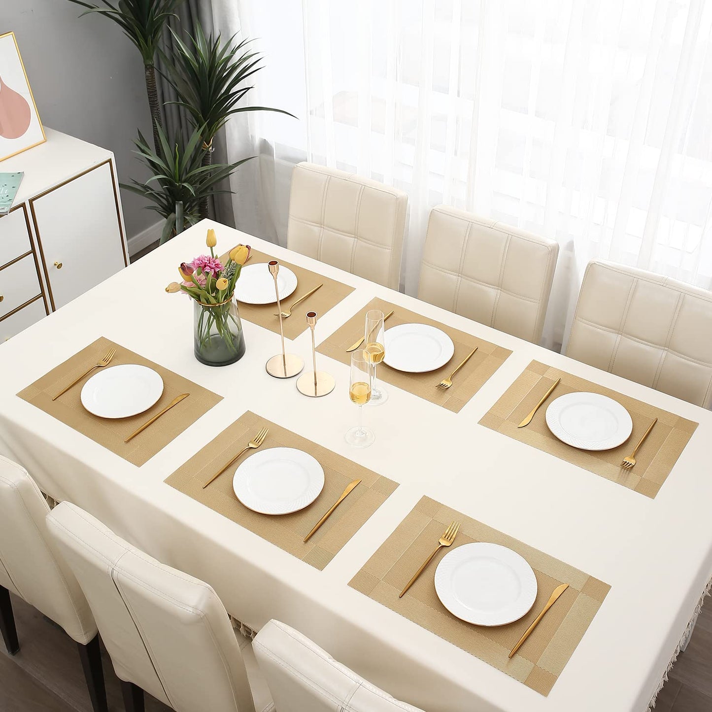 PVC Dining Table Mats, Gold