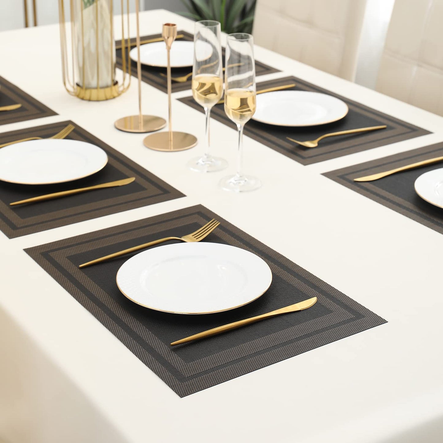 PVC Dining Table Mats, Charcoal Black