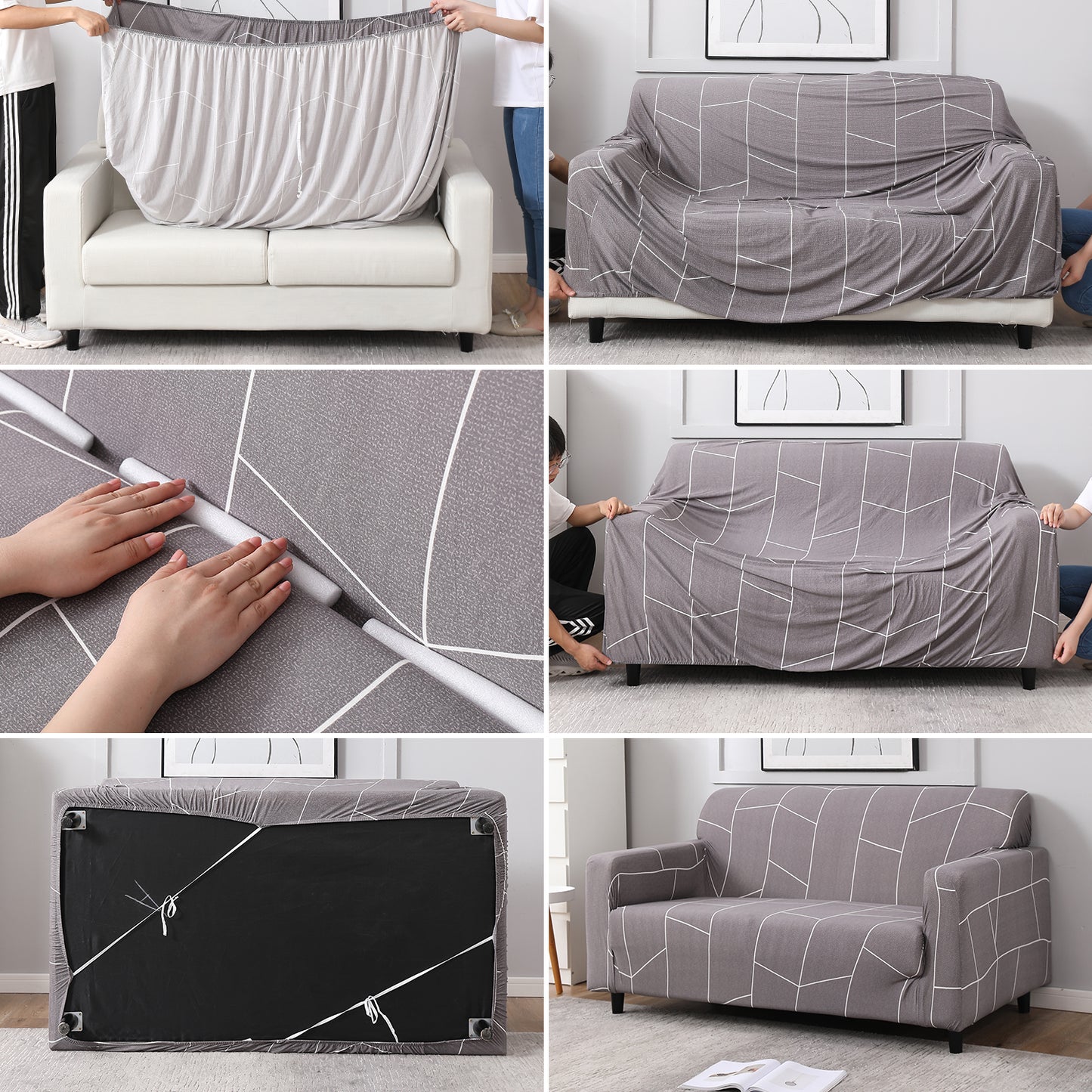 Ash Grey Abstract – Step-by-step guide to put on an elastic sofa cover