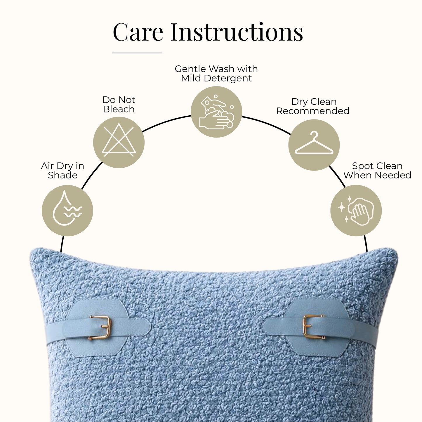 HOKIPO Boucle Cushion Cover 16x16 in for Sofa, Powder Blue