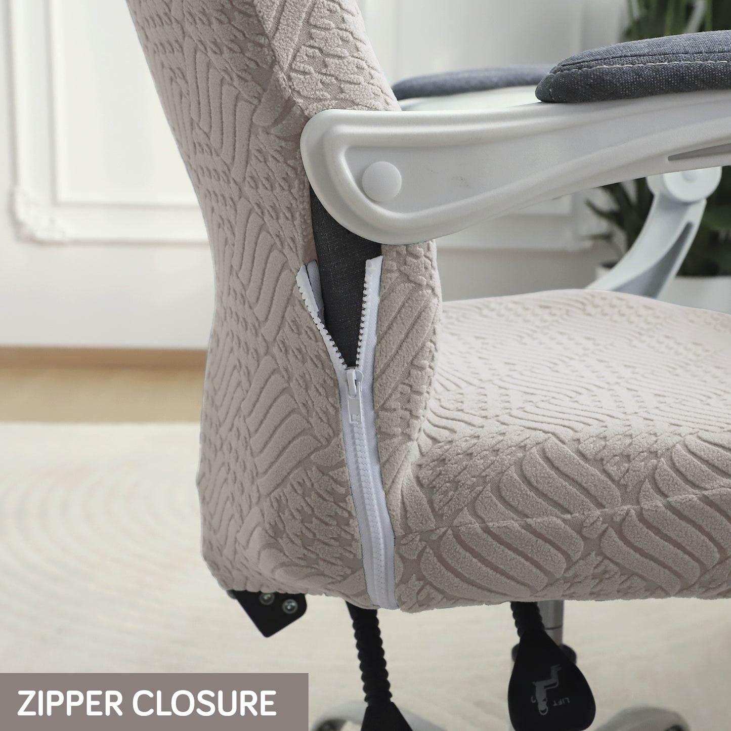 Office Chair Cover for Desk Chair (Mid-Back) – 170 GSM Stretch Jacquard – Washable, Durable & Anti-Slip – Fits Mid-Back Office Chairs, Taupe Brown