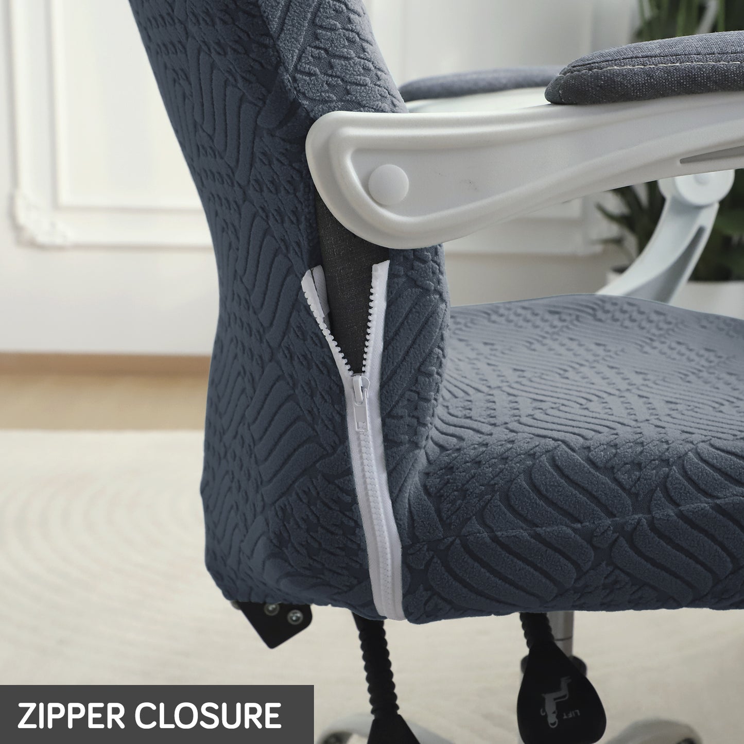 Office Chair Cover for Desk Chair (Mid-Back) – 170 GSM Stretch Jacquard – Washable, Durable & Anti-Slip – Fits Mid-Back Office Chairs, Dark Grey