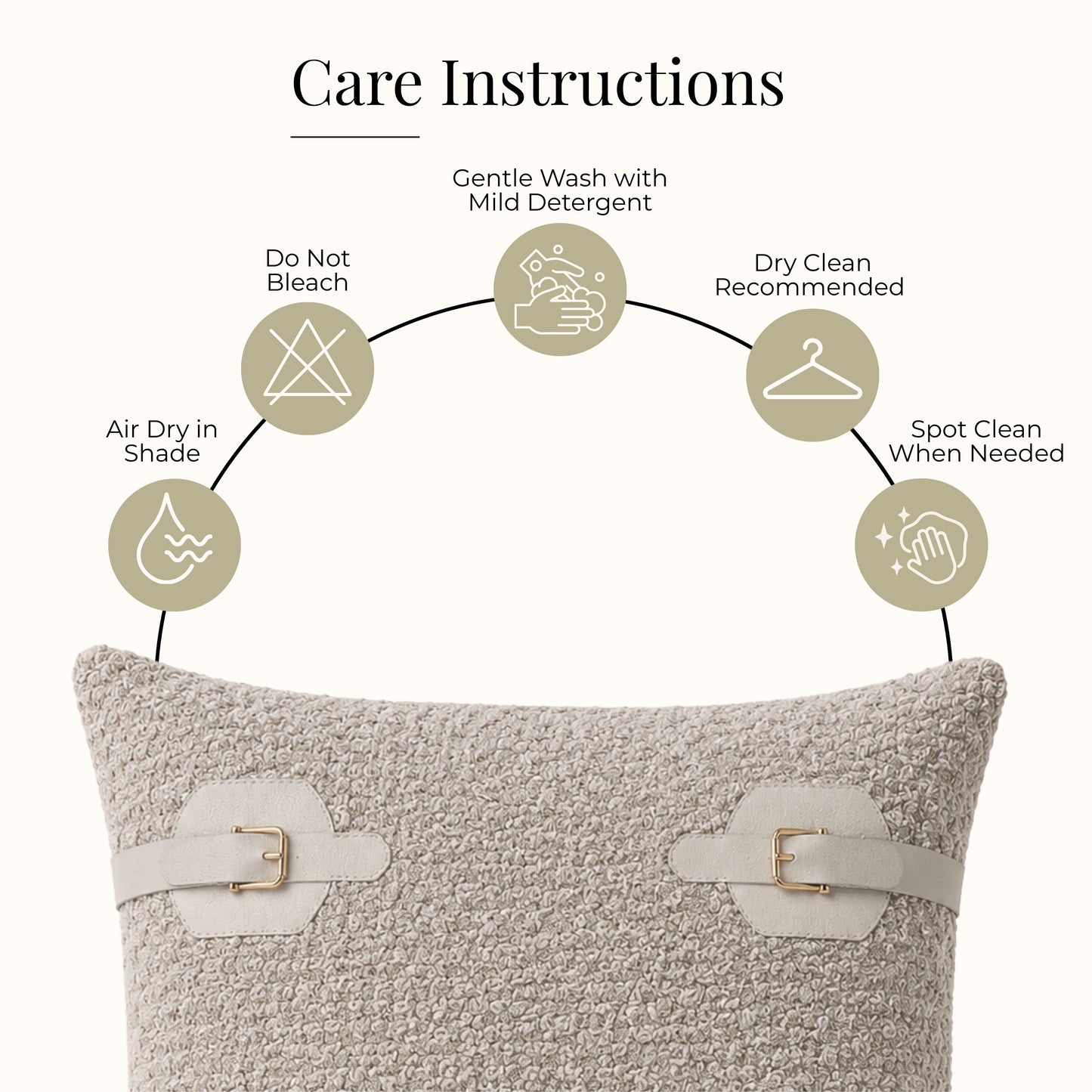 HOKIPO Boucle Cushion Cover 16x16 in for Sofa, Beige
