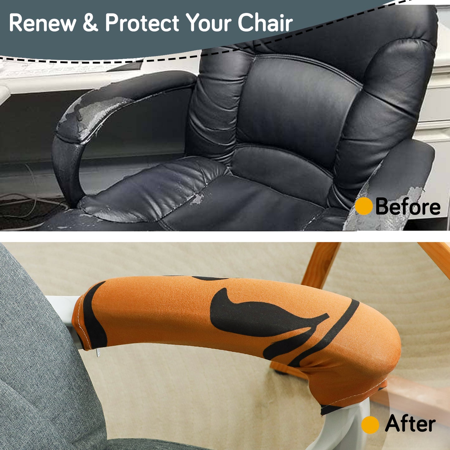 140gsm Printed Armrest Covers for Office Chair (Zipper Style), 1 Pair, Copper Brown Floral