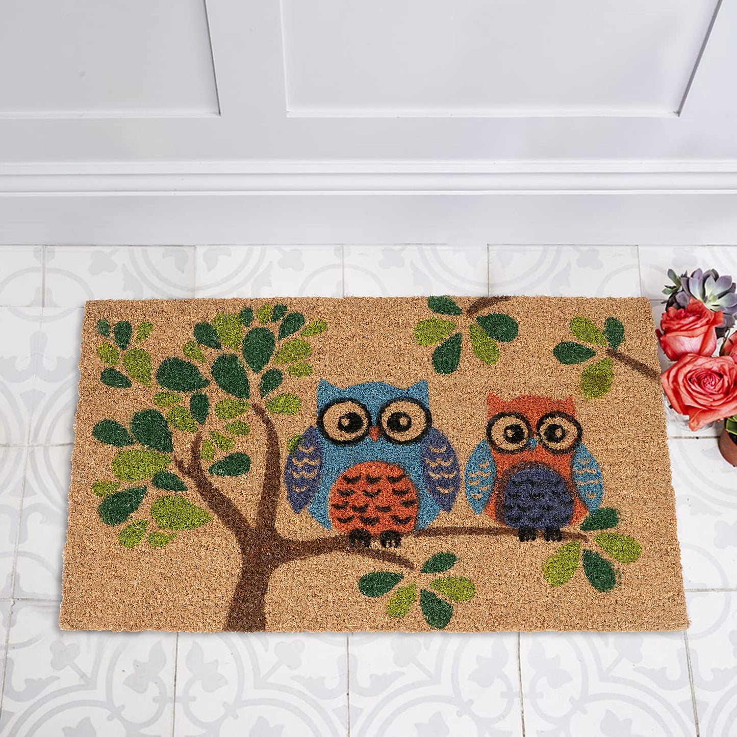 Large 45x75 Natural Coconut Coir Inside Outside Mats for Entrance Main Door Mat, Multicolor