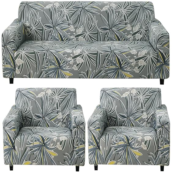 Frost Grey Marginata Printed Stretchable Sofa Cover