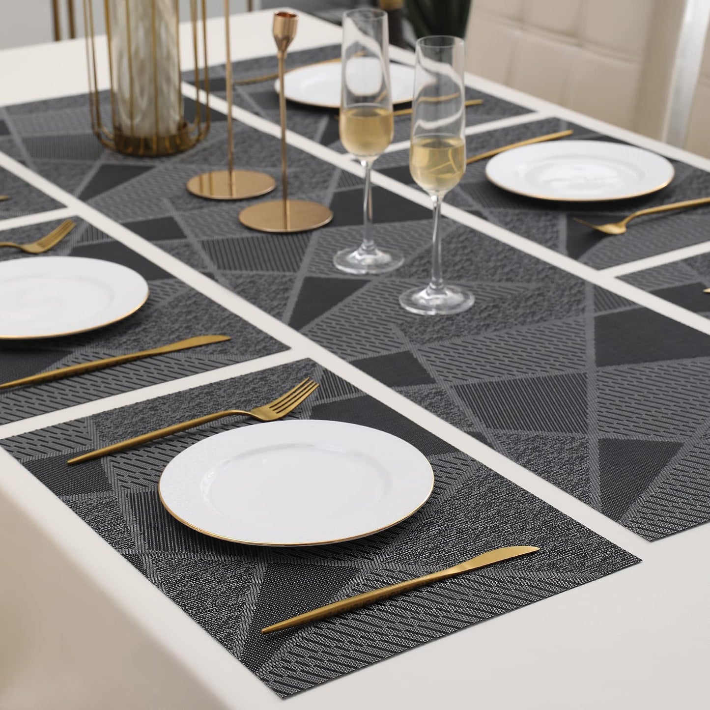 PVC Dining Table Mats, Abstract Black