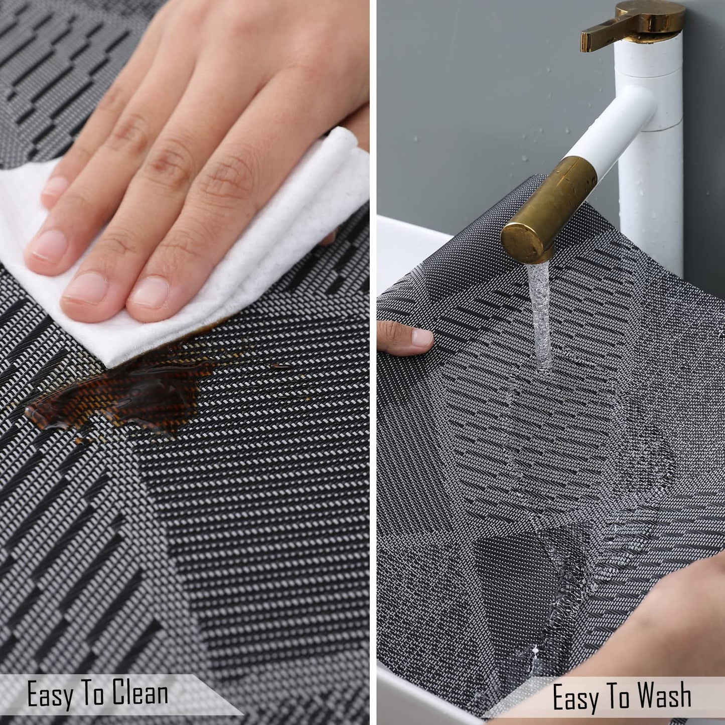 PVC Dining Table Mats, Abstract Black