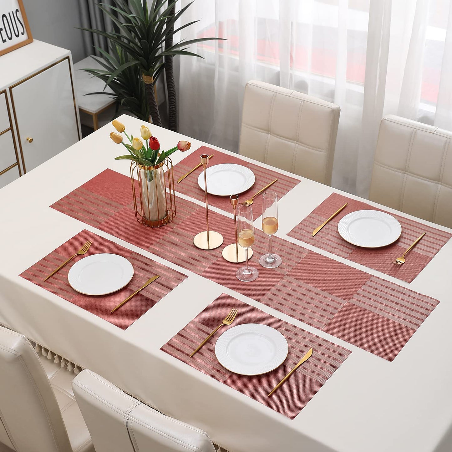 PVC Dining Table Mats, Red