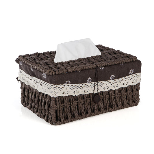 Buy Brown Handwoven Small Eco-Friendly Tissue Holder | HOKIPO