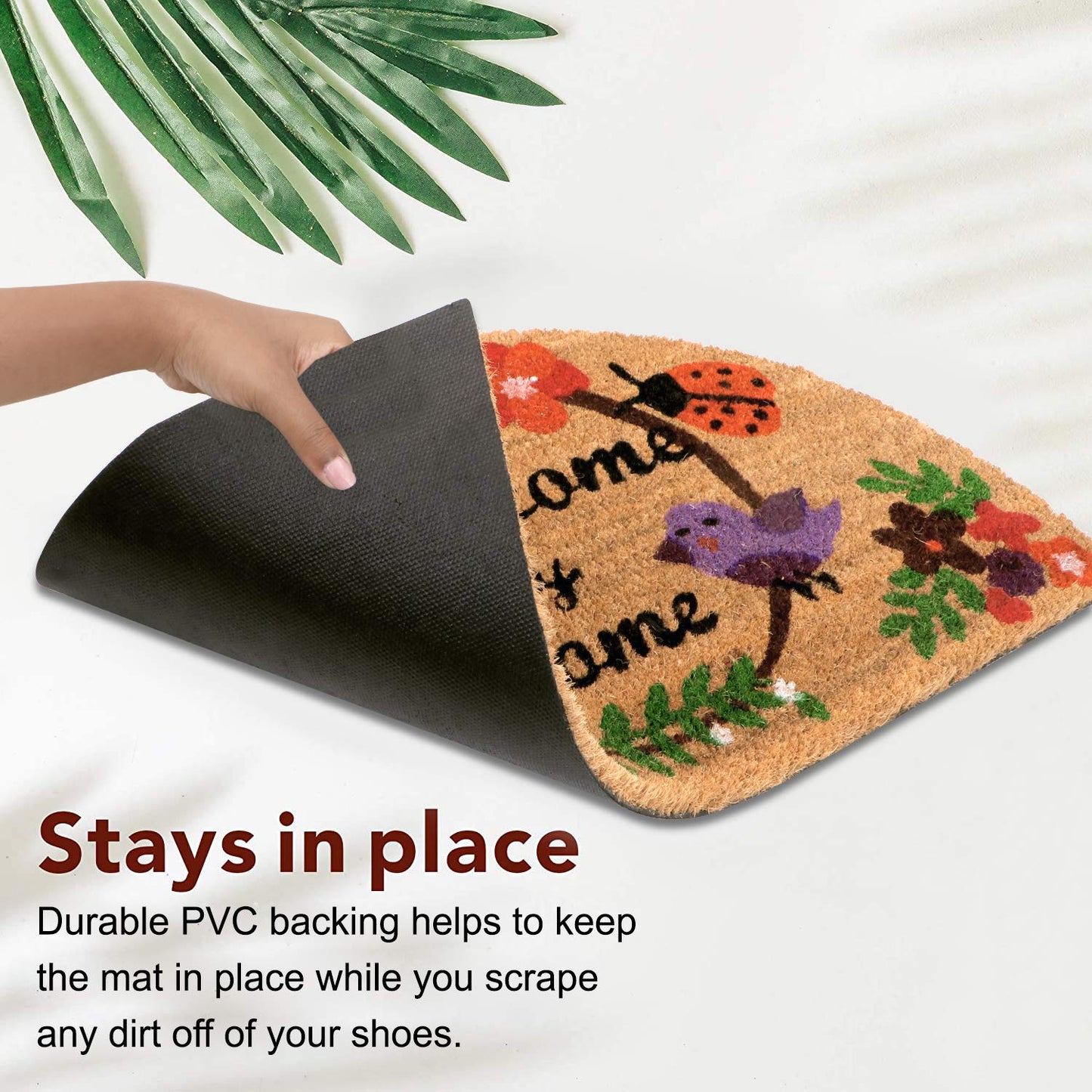 Large 45x75cm Coir Door Mats for Entrance Big Size Welcome Mat, Purple