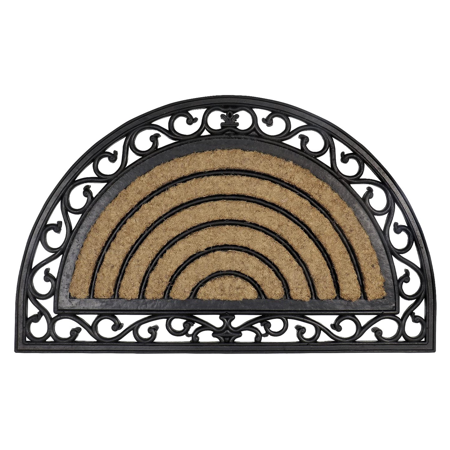 Outdoor Rubber Coir Grill Doormat, Semi-Circle, 45x75 cm