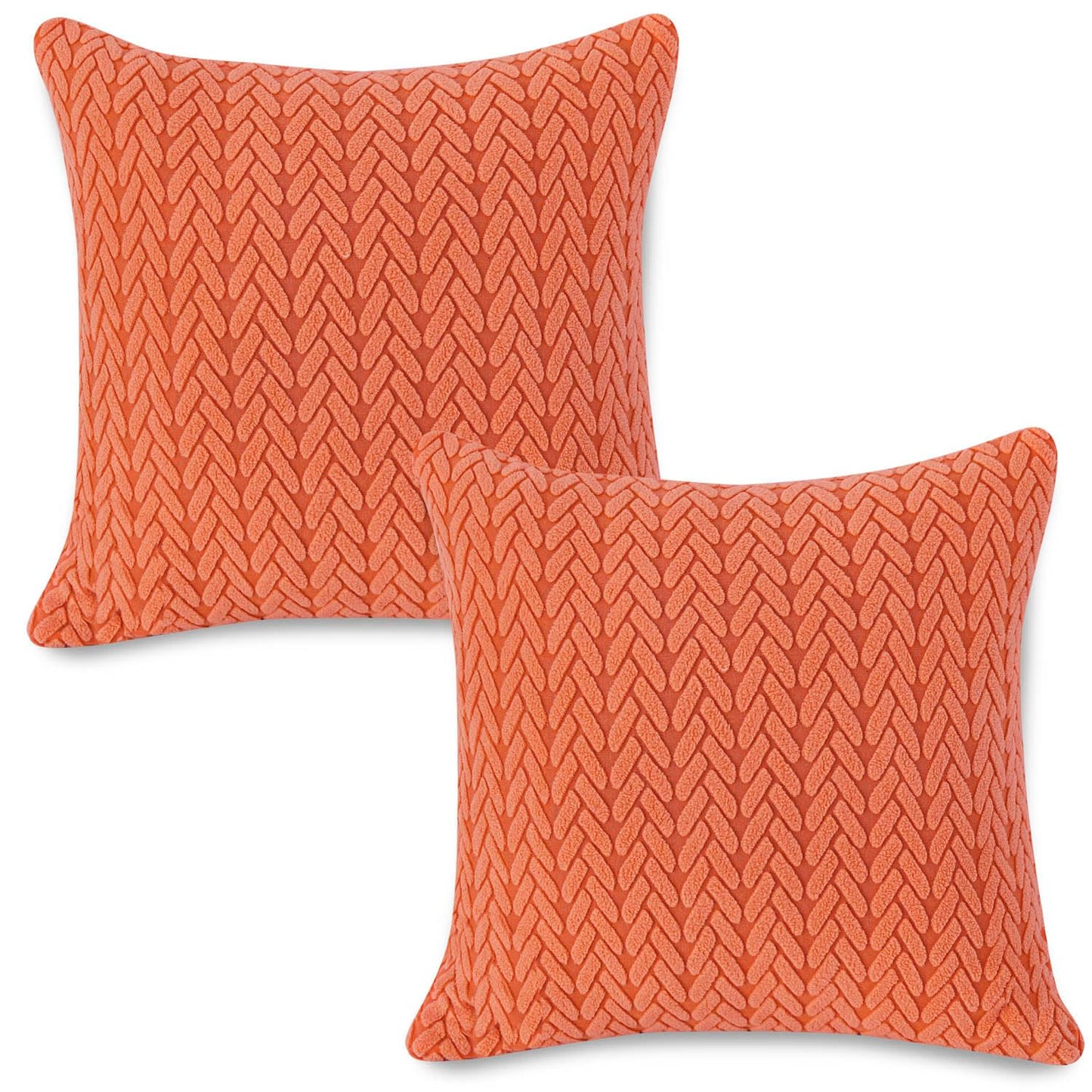 HOKIPO Jacquard Pack of 2 Sofa Cushion Cover 18x18 inch, Orange