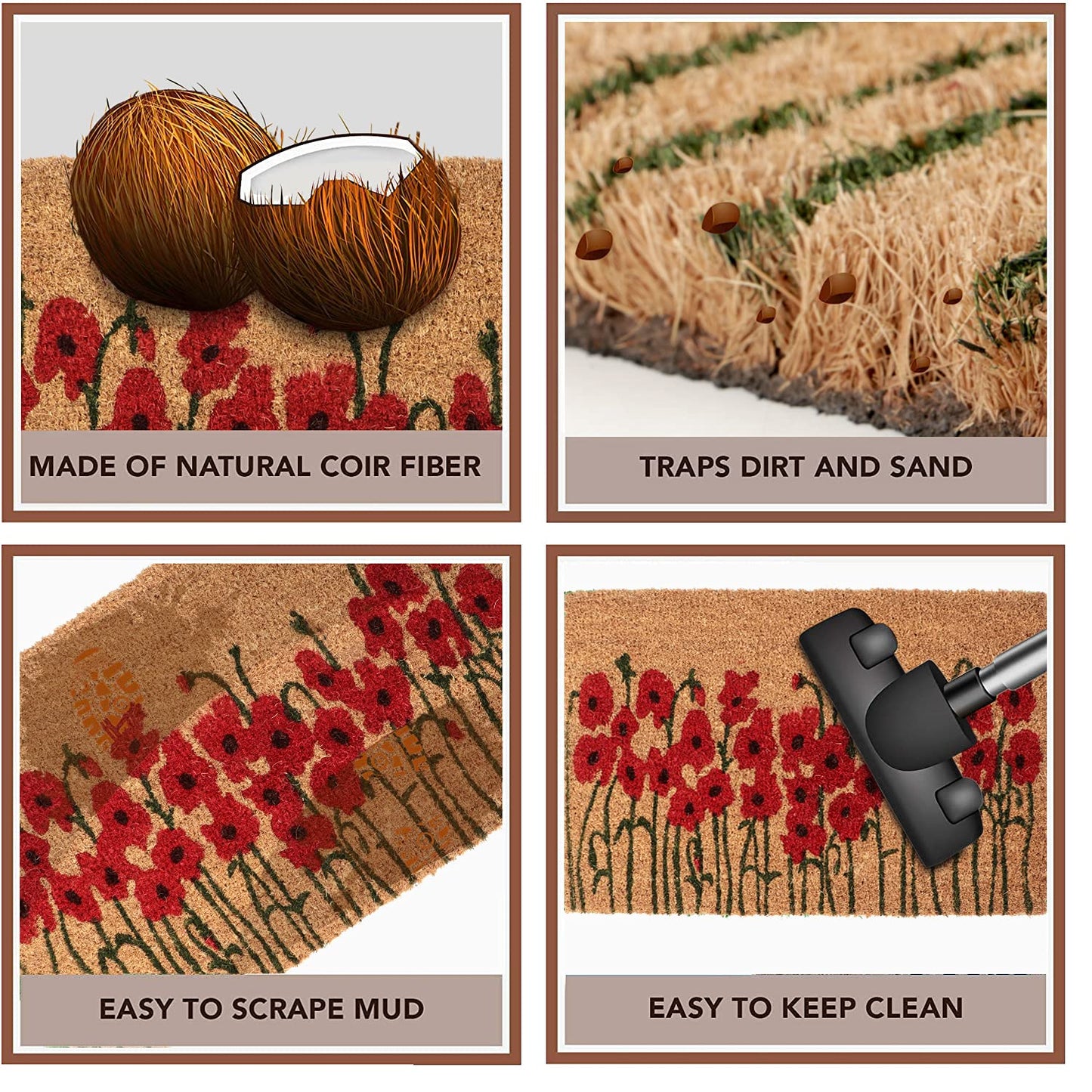 Coir Entrance Door Mat with Anti-Slip PVC Backing