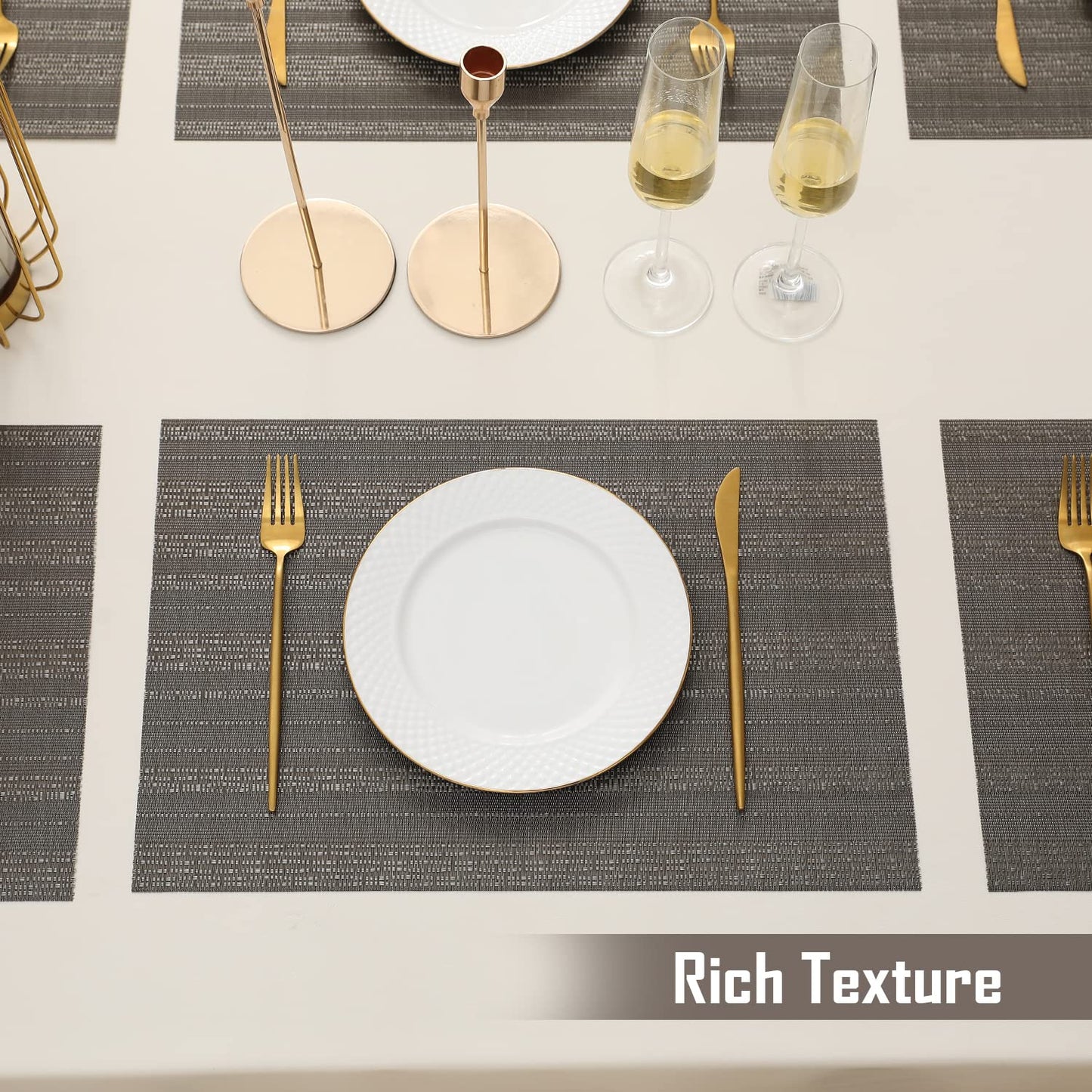 PVC Dining Table Mats, Shadow Grey