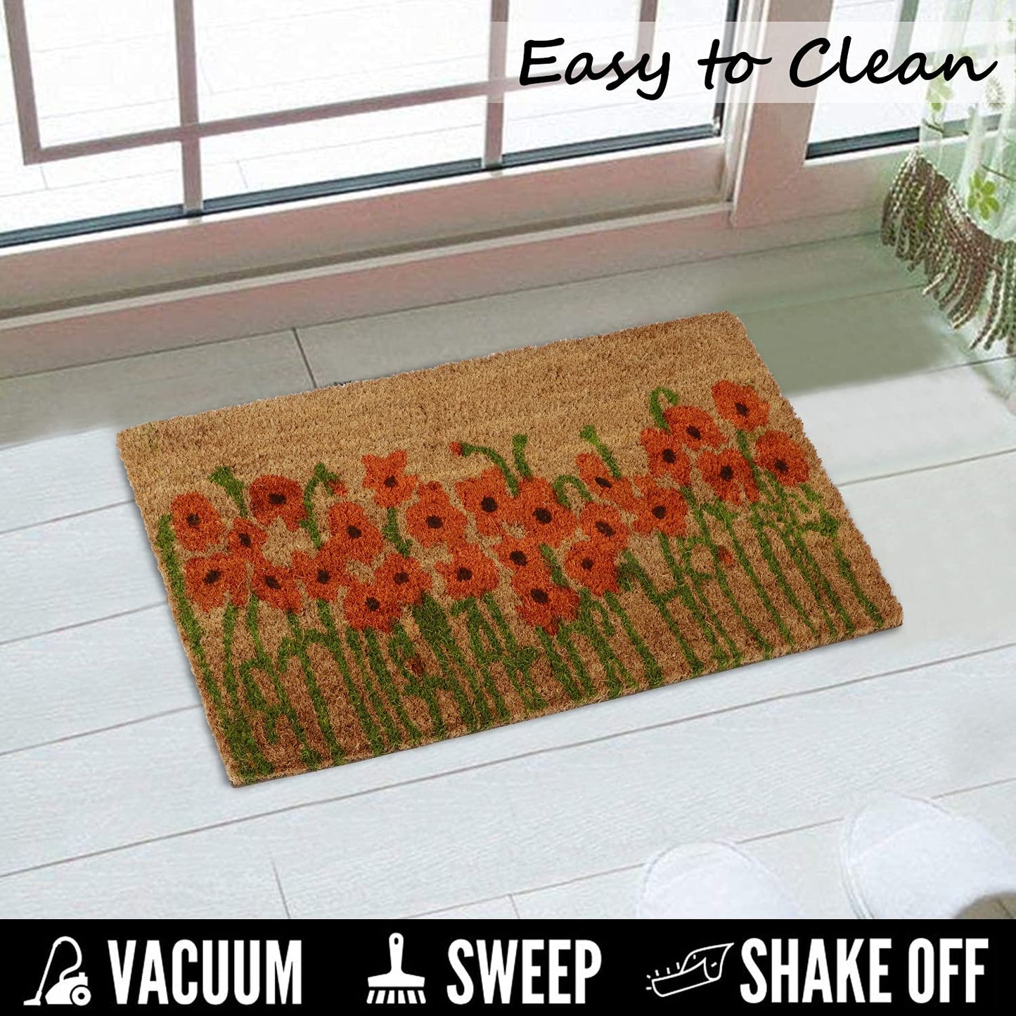 Coir Entrance Door Mat with Anti-Slip PVC Backing