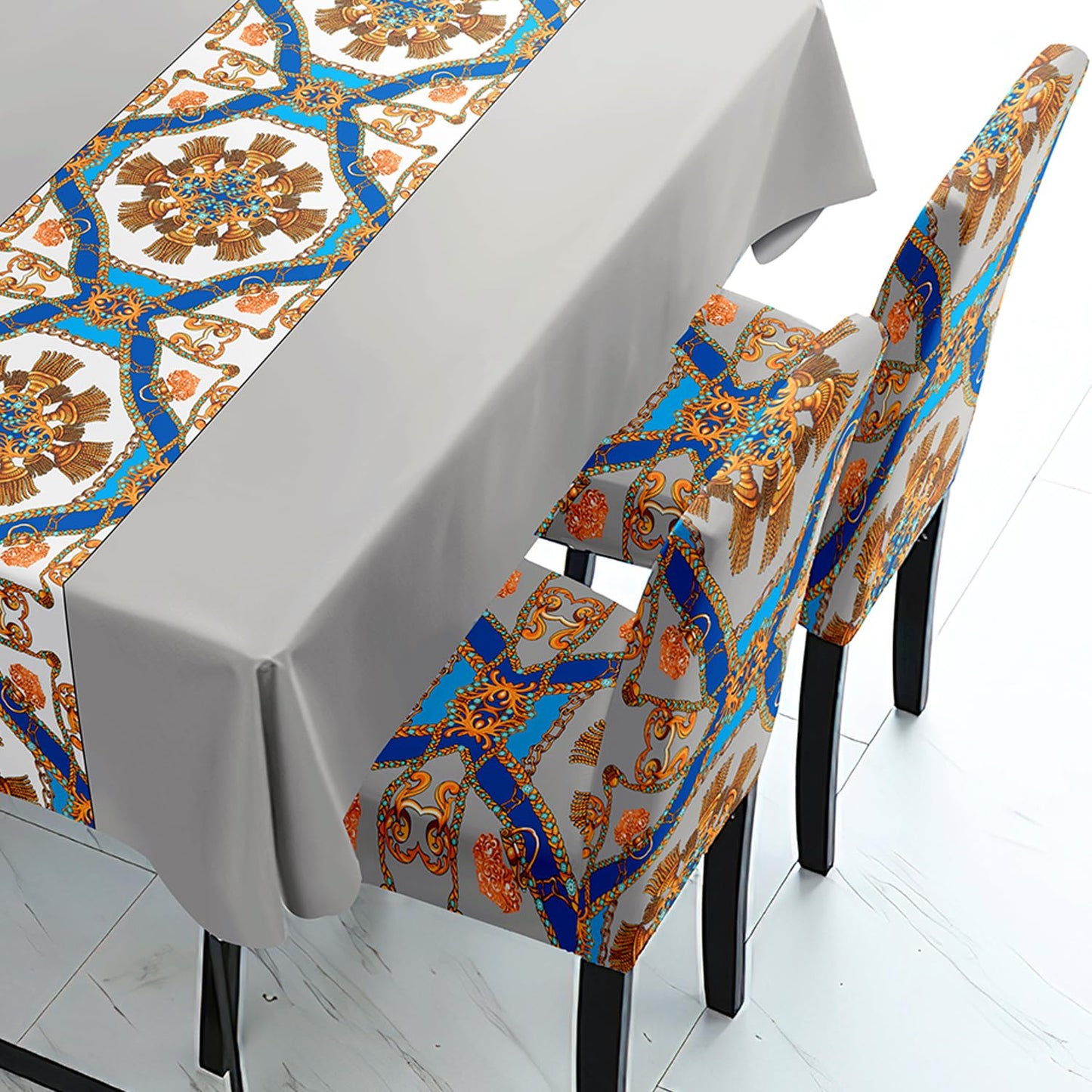 Grey Dining Table Cover with Chair Covers | 4/6 Seater