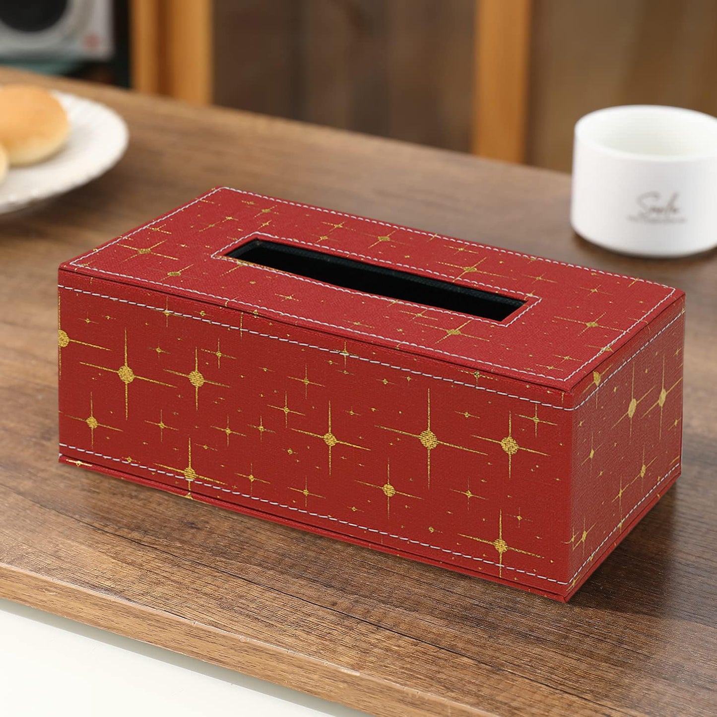 Faux Leather Large Tissue Paper Holder, Red