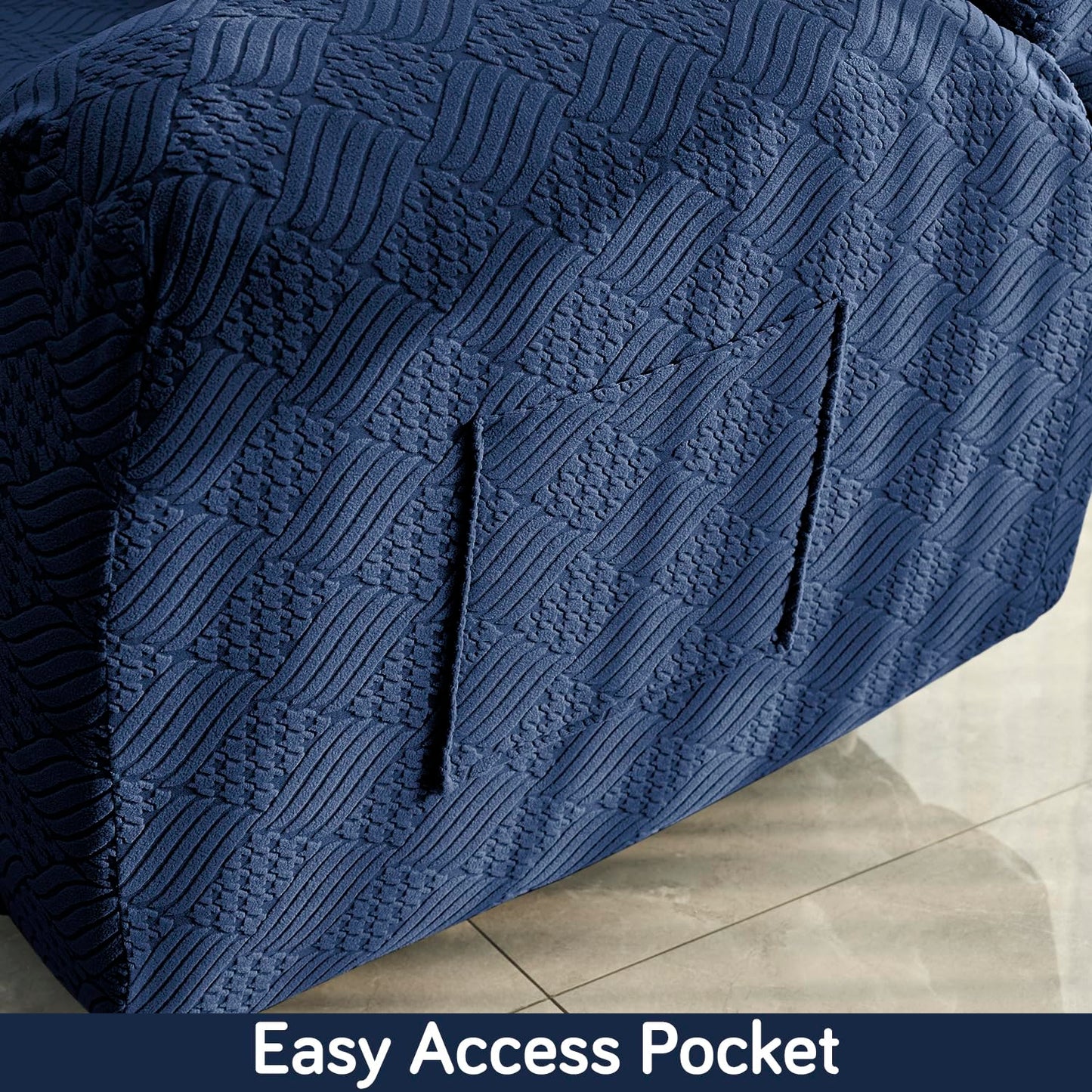 Premium 170 GSM Jacquard Fully Covered Recliner Sofa Cover for 1/2/3 Seaters, Navy Blue