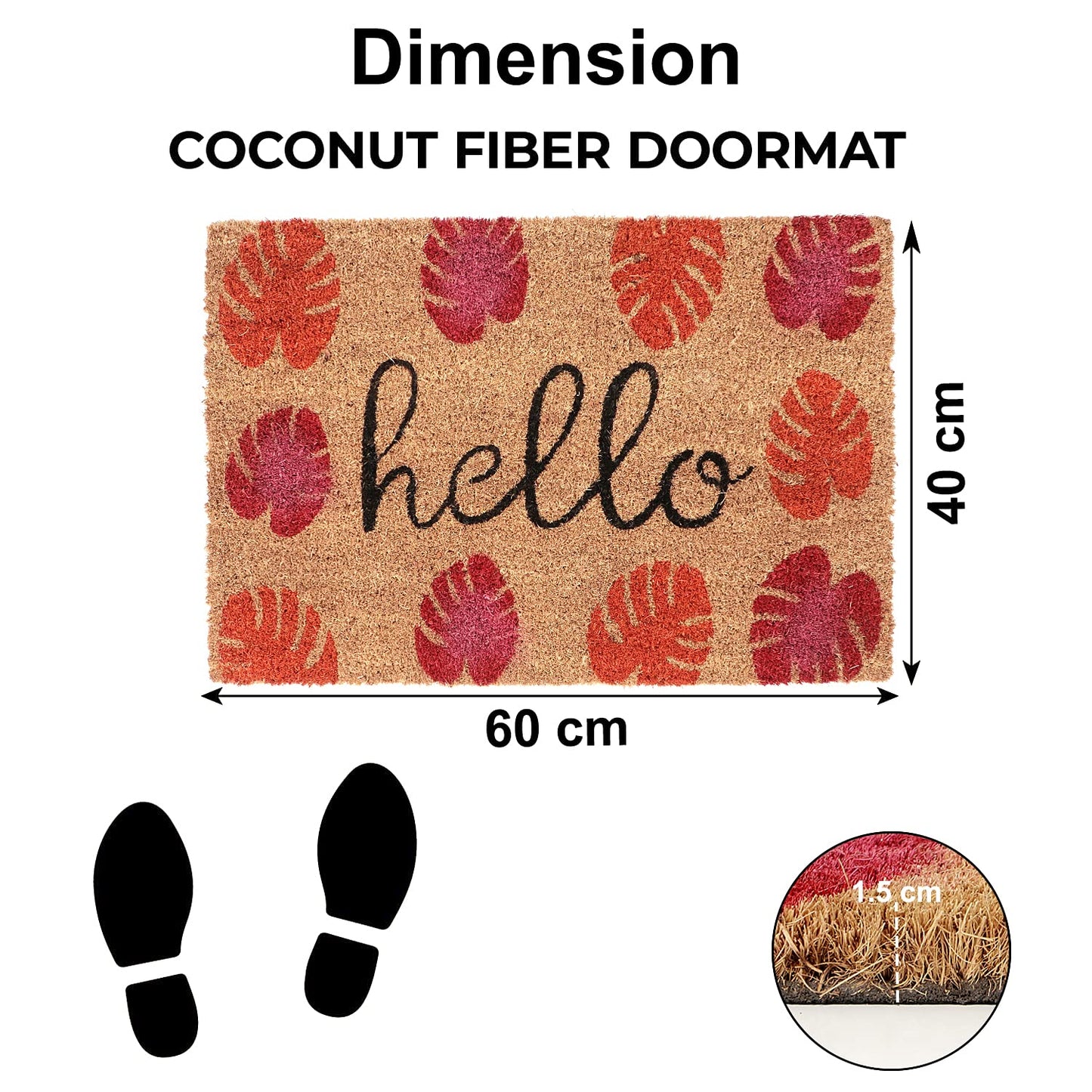 Coir Entrance Door Mat with Anti-Slip PVC Backing