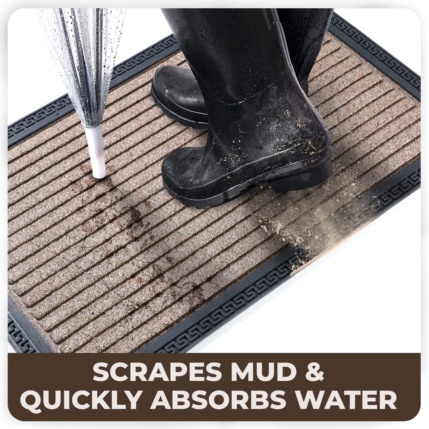 All Purpose Doormat with Rubber Backing, Thick mat for Outdoor and Indoor use, Brown