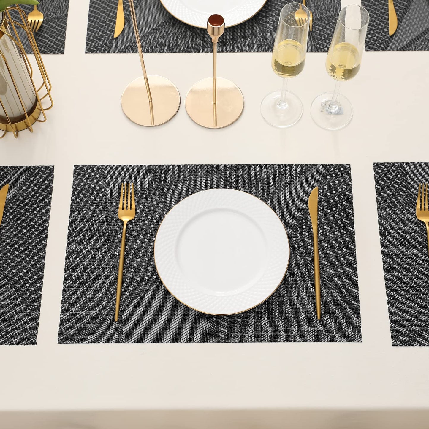PVC Dining Table Mats, Abstract Black