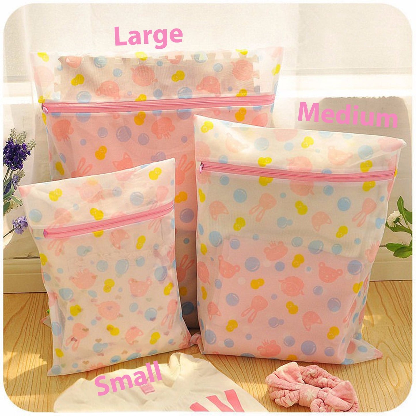 Mesh Laundry Clothes Washing Bag,Pack Of 5, Multicolor