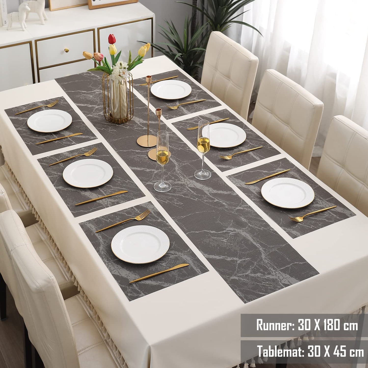 PVC Dining Table Mats, Espresso Brown