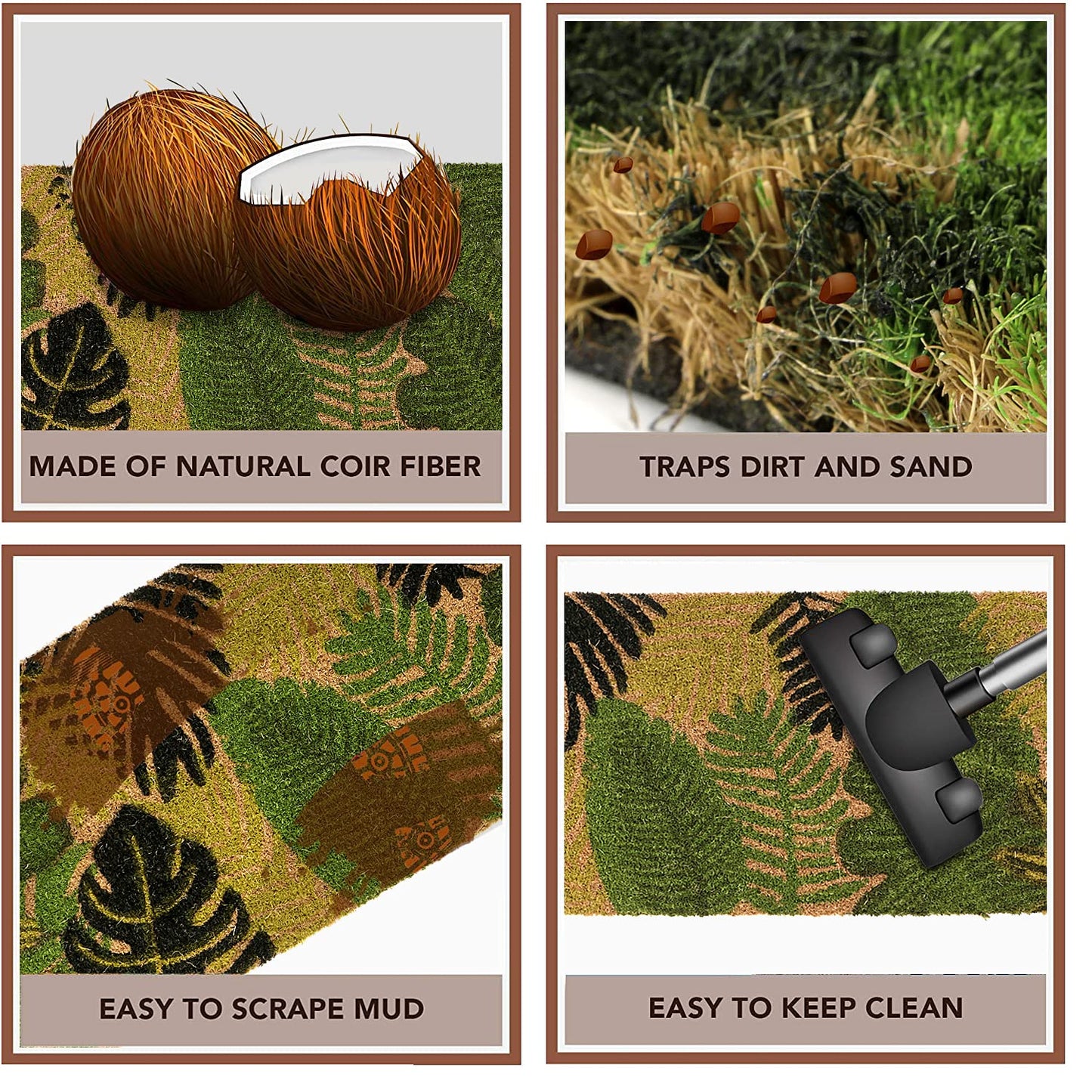 Coir Entrance Door Mat with Anti-Slip PVC Backing