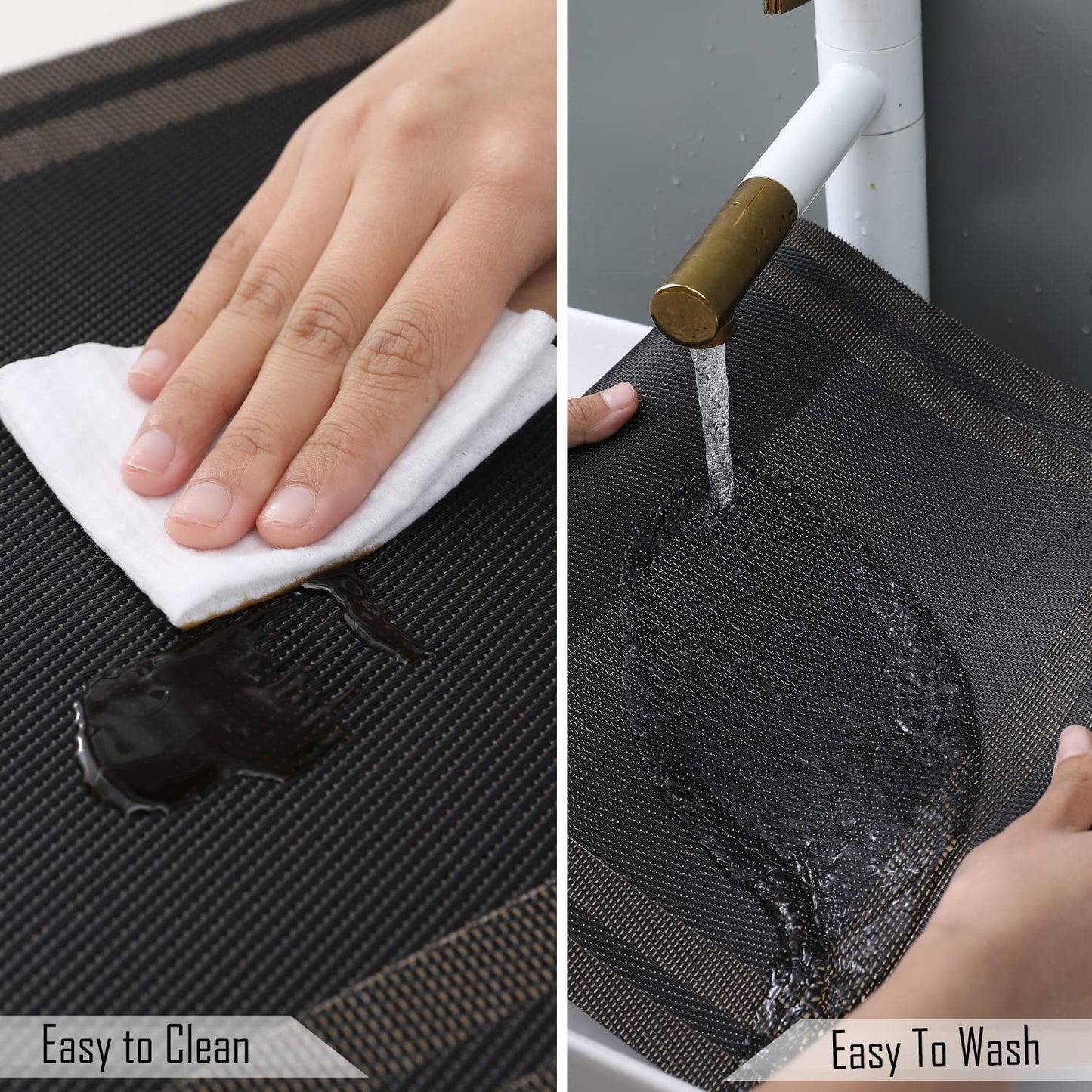 PVC Dining Table Mats, Charcoal Black