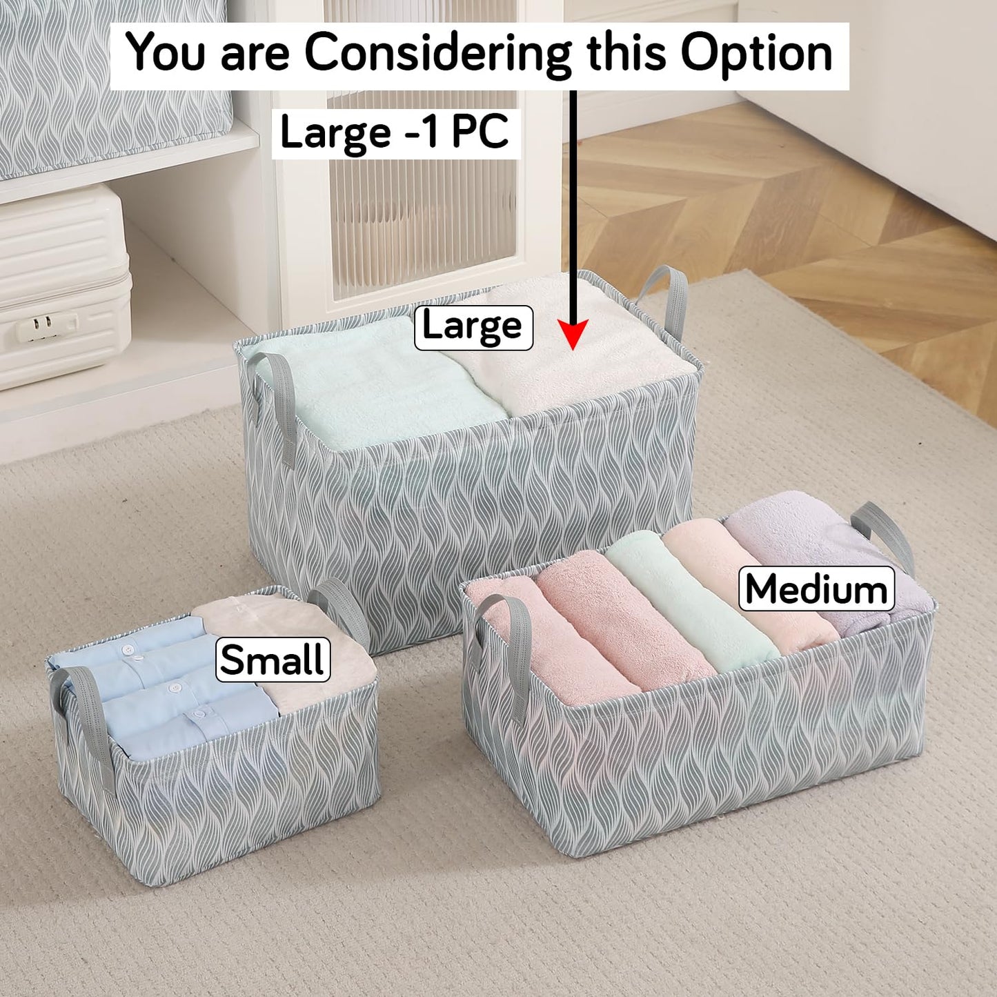 Foldable Wardrobe Storage Basket | Non-Woven Bin with Metal Frame & Handles