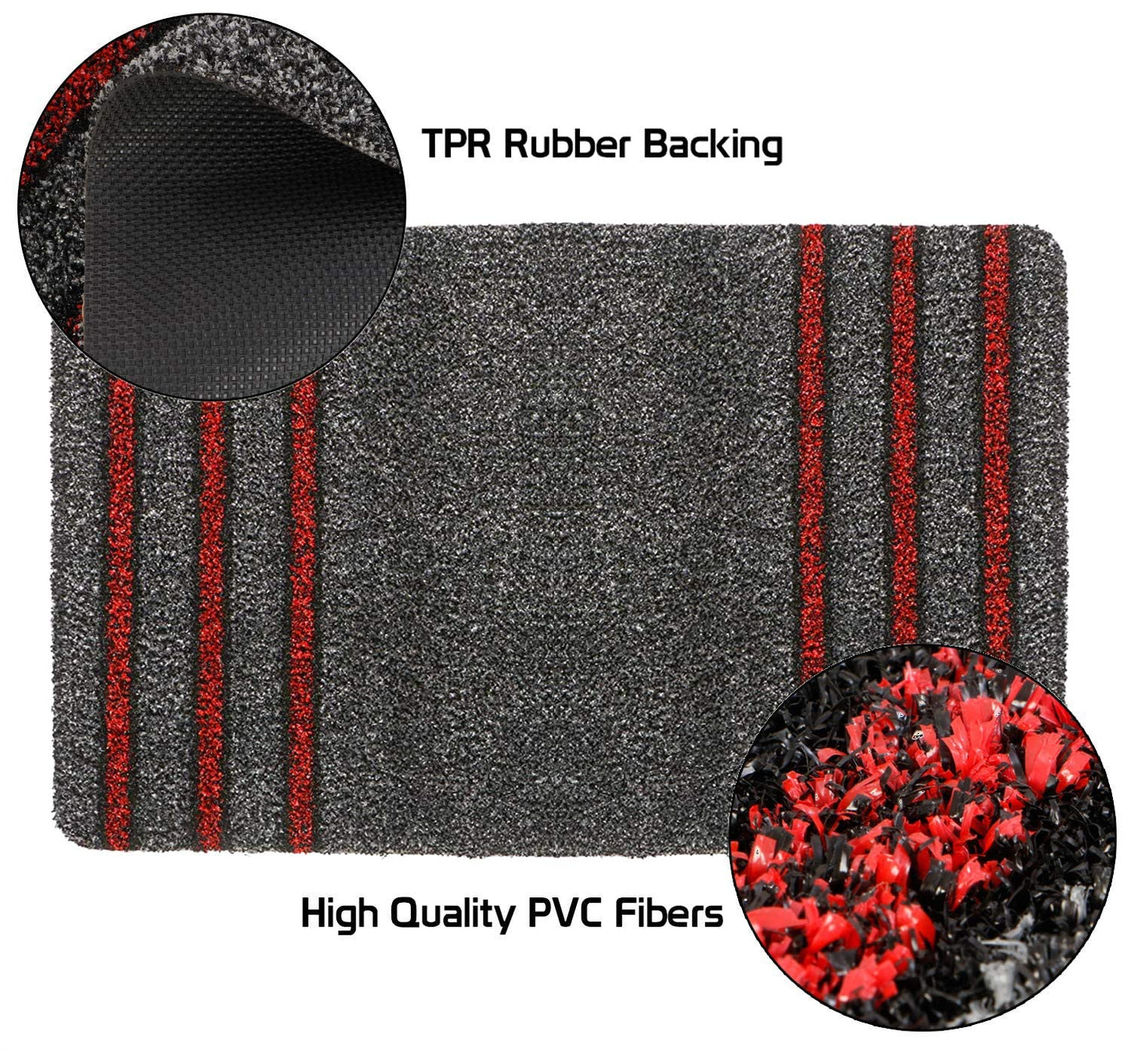 Rubber Back Dirt Trapper Rectangular Doormats For Entrance Big Size, Black, 48X78 Cm