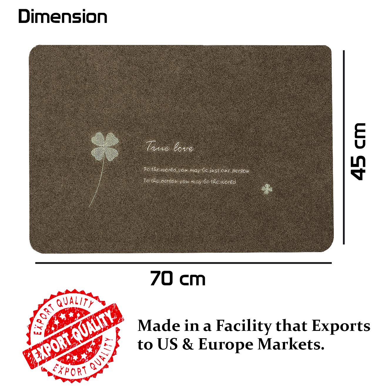 Rubber Back Dirt Trapper Inside Outside Main Door Mats for Entrance Big Size, 45 x 70 cm, Brown